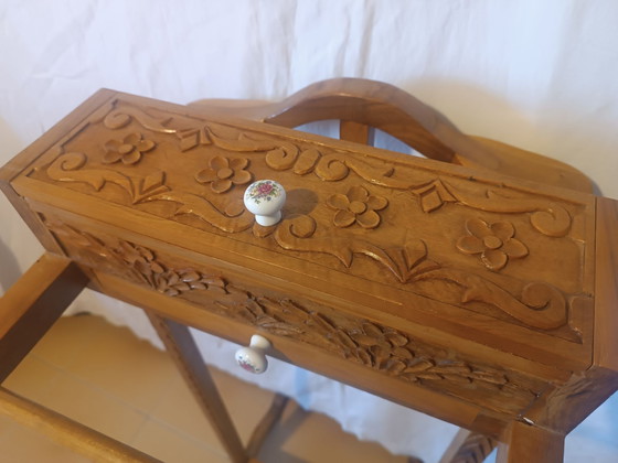 Hand-inlaid Valet Stand (Italy 1950s), Coat racks, Ceramic, Wood, Brown (photo 5 of 15)