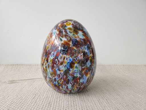 Impressive XL Ilu di Vetro glass floor lamp with colorful colors and motifs, Millefiori lamp, vintage glass colorful egg lamp
