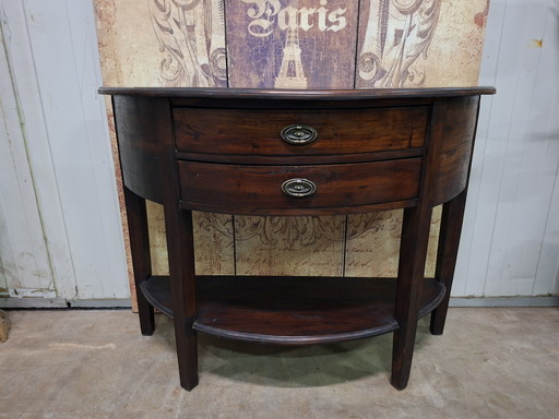 Klassieke halfronde sidetable, wandconsole, haltafel afm.111x40cm en 70cm hoog.