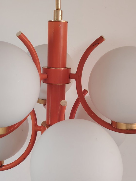 Image 1 of Lampe suspendue futuriste Spoutnik de l'ère spatiale, attribuée à Richard Essig