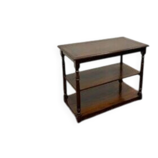 Tavolino inglese classico con piano in pelle marrone