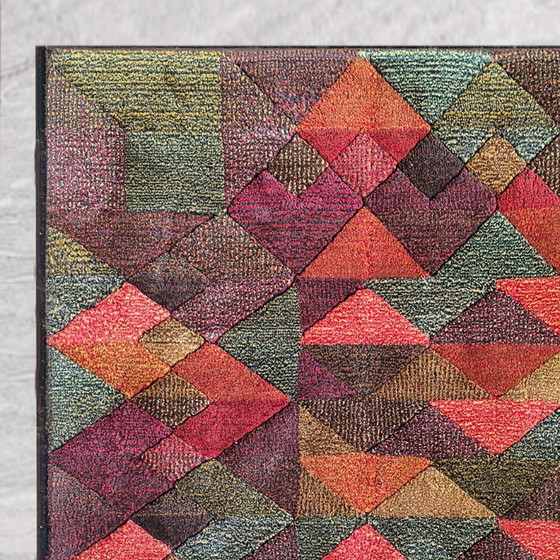 Image 1 of Schitterend geometrisch Italiaans wollen tapijt "Luxor" uit de jaren 80 van Missoni voor T&J Vestor