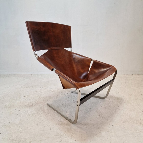 Image 1 of Paire de fauteuils vintage modèle F444 en chrome et cuir par Pierre Paulin pour Artifort, Pays-Bas 1960