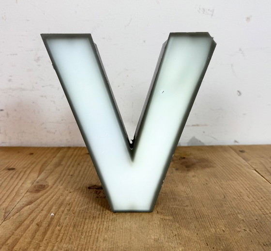 Image 1 of Vintage Grey Illuminated Letter V , 1970s