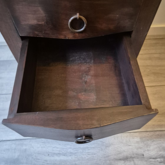 Image 1 of Smalle donkere houten ladekast / sieradenkast met 7 lades – vintage stijl