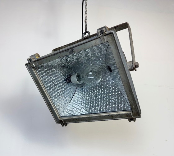 Image 1 of Faretto da teatro vintage grigio con copertura in vetro, anni '80