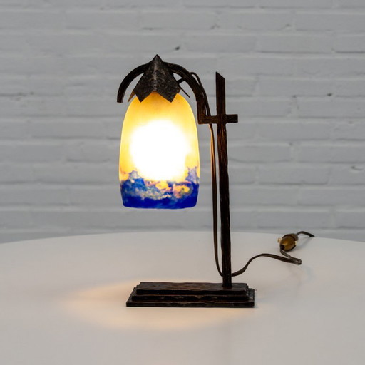 Lámpara de mesa francesa Art Déco Degué