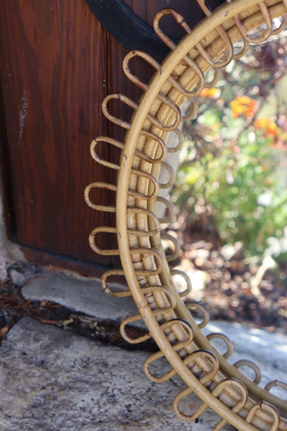 Image 1 of Specchio rotondo in rattan attribuito a Franco Albini, 1950