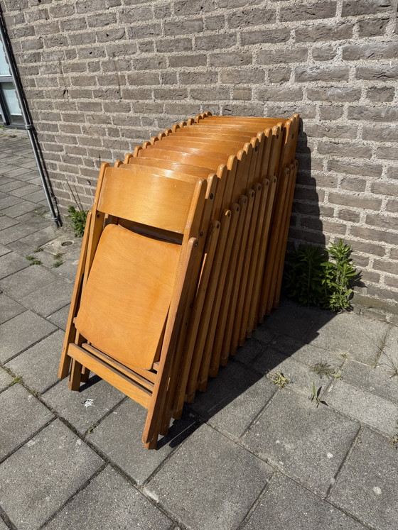 Image 1 of Partij Van 14x Vintage Plywood Klapstoel ‘70