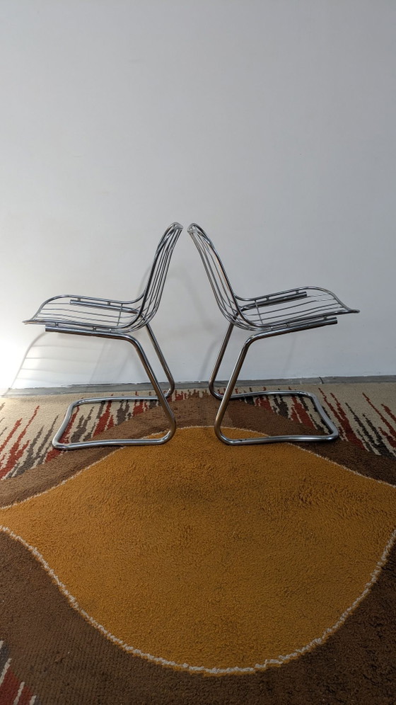 Vintage Space Age Tafel en Stoelen – gastone Rinaldi, Eetkamerset, Glas, Metaal (photo 9 of 10)