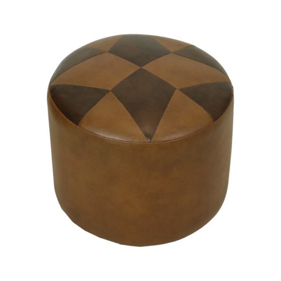 Image 1 of Tabouret Vintage Rond Marron Stermotif Skai