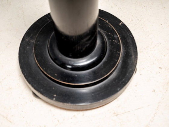 Image 1 of Black Lacquered Pedestal with Brass Details, 20th Century