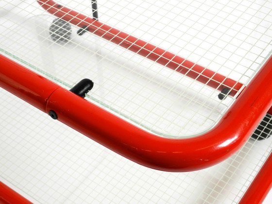 Image 1 of Carrello bar o di servizio postmoderno italiano degli anni '80 in metallo e vetro