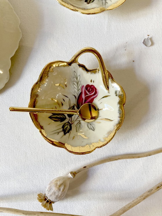 Image 1 of Service beurrier, salière, poivrière en porcelaine de Révol, années 1960