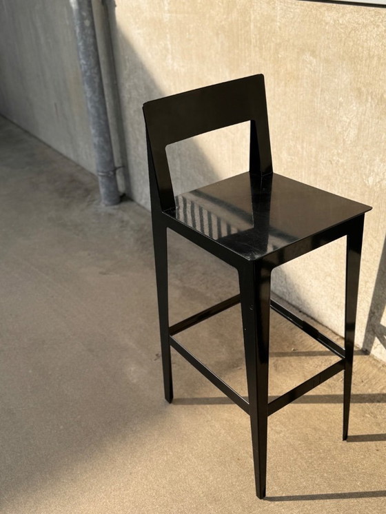 Image 1 of LIGNE ROSET set van 2 LA PLIEE barkrukken zwart staal