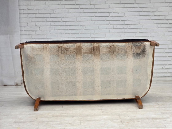 Image 1 of 1950s, Danish art deco 2-seater sofa, ash wood, furniture velour.