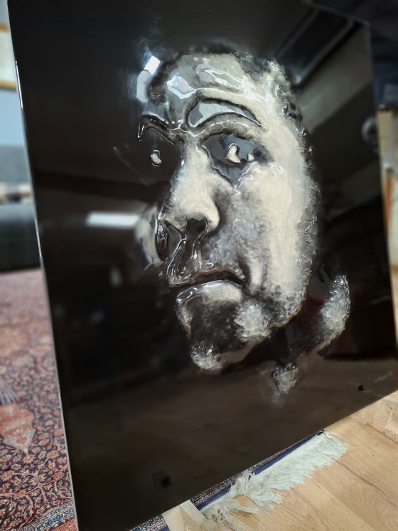 Image 1 of Muhammad Ali – Opera d'arte 3D in vetro liquido (80x90 cm) – Pezzo unico e di grande impatto