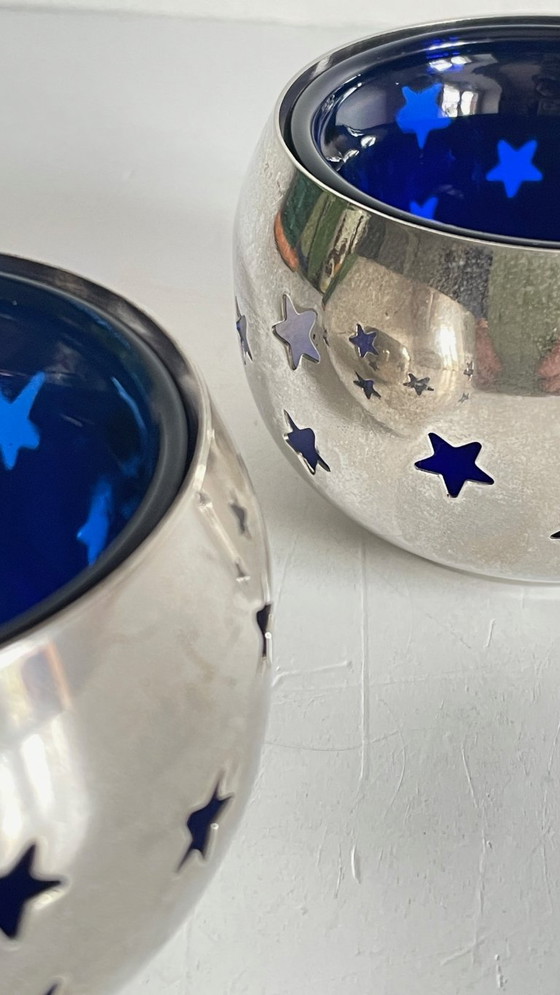 Image 1 of PHOTOPHORES Métal Argenté et Etoiles