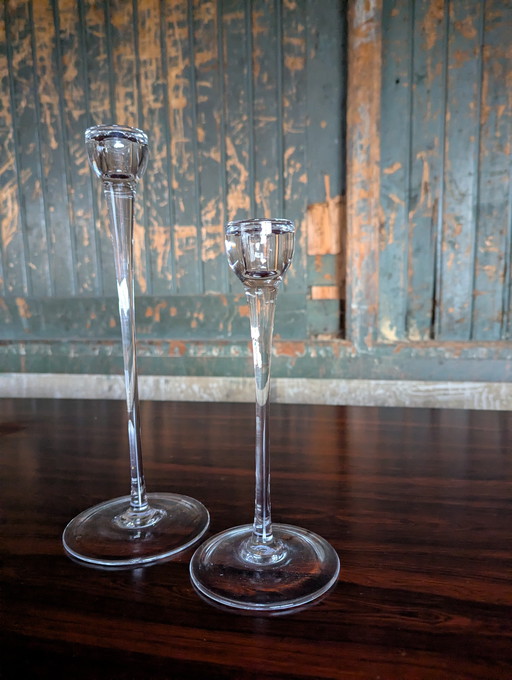 Set of 2 glass IKEA Blomster candlesticks