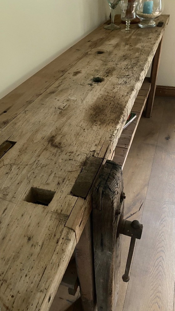 Image 1 of vecchio banco da lavoro in legno