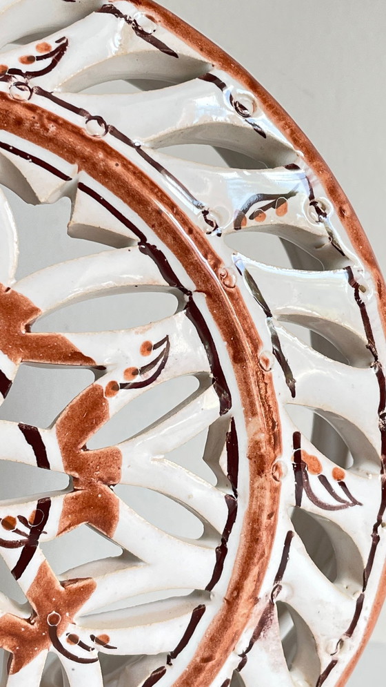 Image 1 of Kunsthandwerkliche Wandleuchte Terrakotta Zentrum Blau