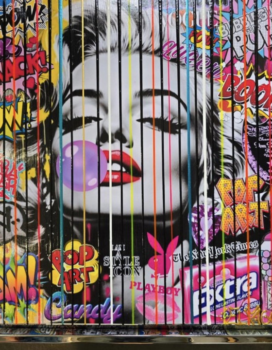 Image 1 of ELMAGO - Marilyn Monroe pop bubble Codebarre signed