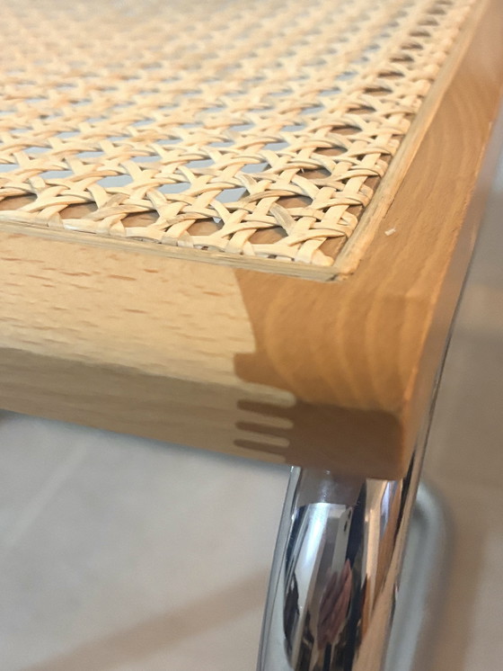 Image 1 of Set di sedie da pranzo a sbalzo in canna modello B32 in cromo di Cesca Italia, design di Marcel Breuer