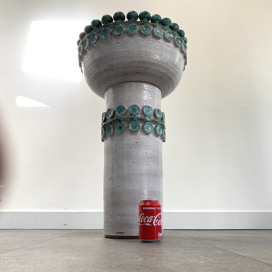 Image 1 of Paire unique de vases de sol en céramique faits à la main - style lave grasse - vers 1960/70