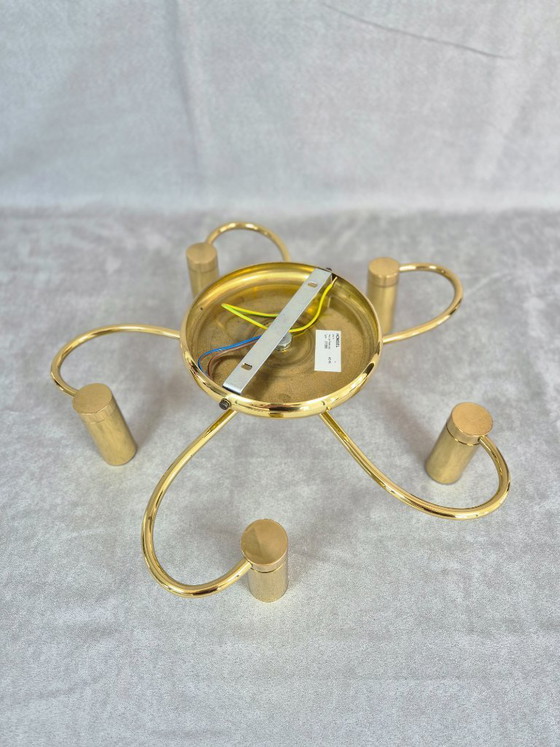 Image 1 of Lampadario da soffitto Honsel a 5 luci in ottone, attacco E14, stile moderno vintage – Testato