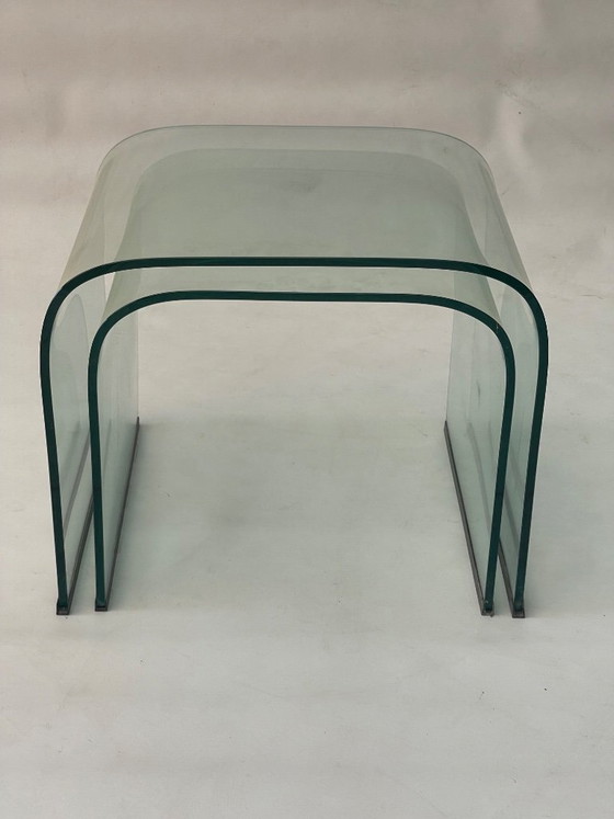 Par de mesitas auxiliares de cristal Fiam, Italia, década de 1980. – Mesas auxiliares, Glass (photo 3 of 6)