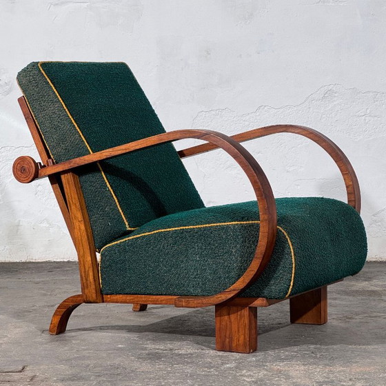 Poltrona Art Déco con schienale regolabile, Cecoslovacchia, anni '30 – Poltrone, Tessile, Legno (photo 4 of 14)