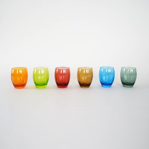 Set di bicchieri colorati, design italiano, anni '70, made in Italy