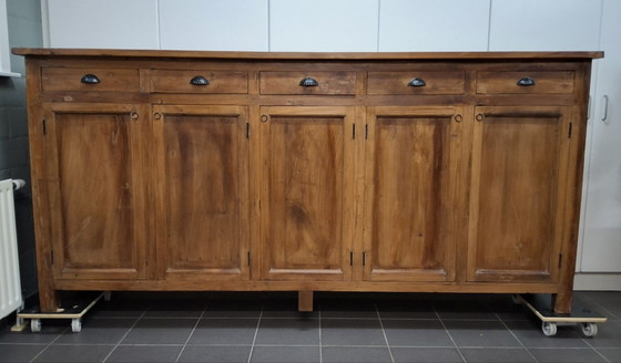 Splendida credenza in teak massiccio, lunghezza 256 cm, Credenze, Metallo, Legno, Nero (foto 15 di 15)