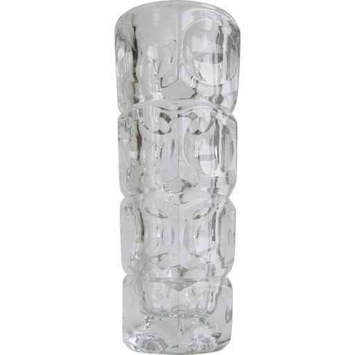 Vase vintage en verre au plomb par František Pečeny pour Heřmanova Huť, Tchécoslovaquie 1960.