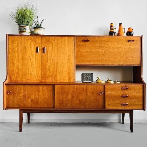 Vintage Mid-century Deens design highboard kast vintage teak 1960's