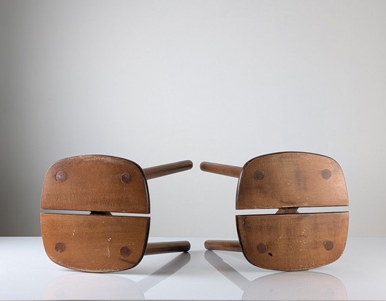 Image 1 of Coppia di sgabelli in legno di Pierre Gautier Delaye, Francia, anni '60