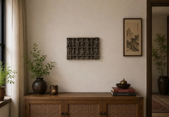 Fregio di Tempio Indù Antico Intagliato a Mano con Ganesha – Decorazioni murali (photo 2 of 8)
