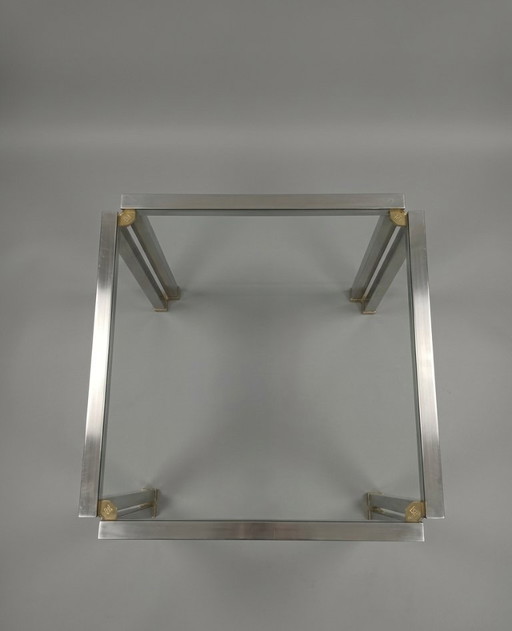 Peter Ghyczy coffee table aluminium and glass 70s