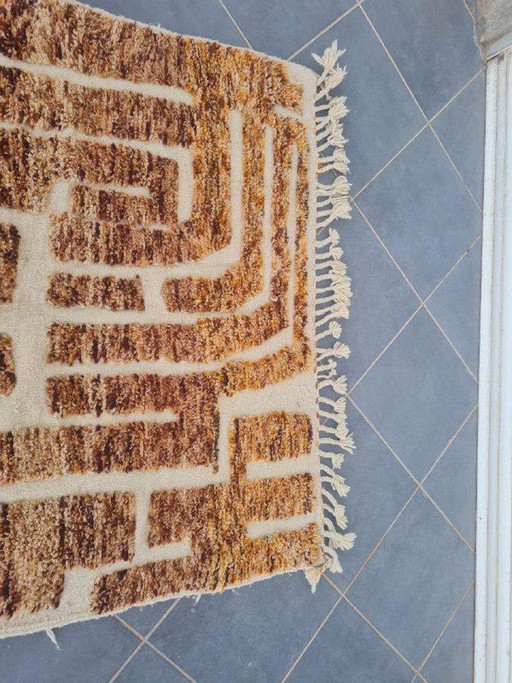 Handgeknüpfter Teppich aus reiner Wolle, Größe 150/350 cm