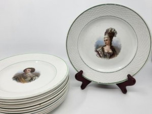 Set Steingutteller Saint Amand Rois Reines Favorites de France Set von 12