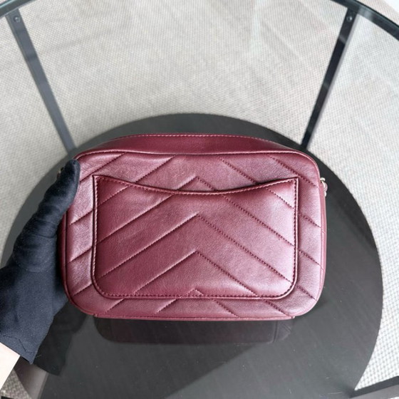 Image 1 of Chanel Flap - 22CM Chevron Calfskin Burgundy Gold Hardware Series 22