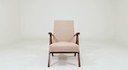Fauteuil moderne rose poudré bouclé Zig Zag