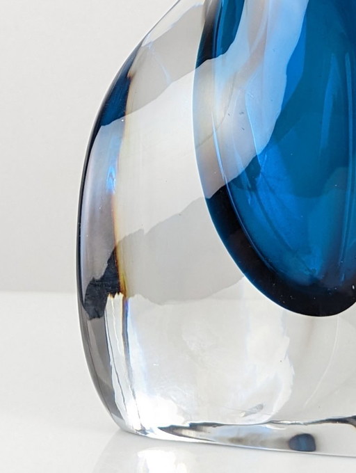 Lampe de table Orrefors, style suédois moderne, en verre bleu, numérotée années 1950