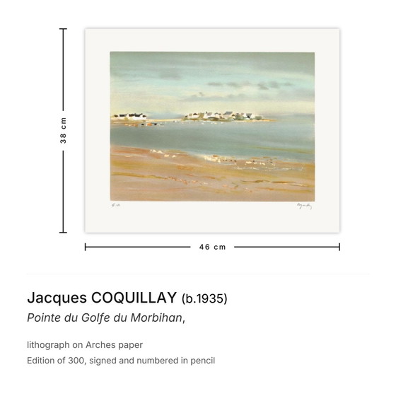 Image 1 of Jacques COQUILLAY, Pointe du Golfe du Morbihan, signierte Lithographie