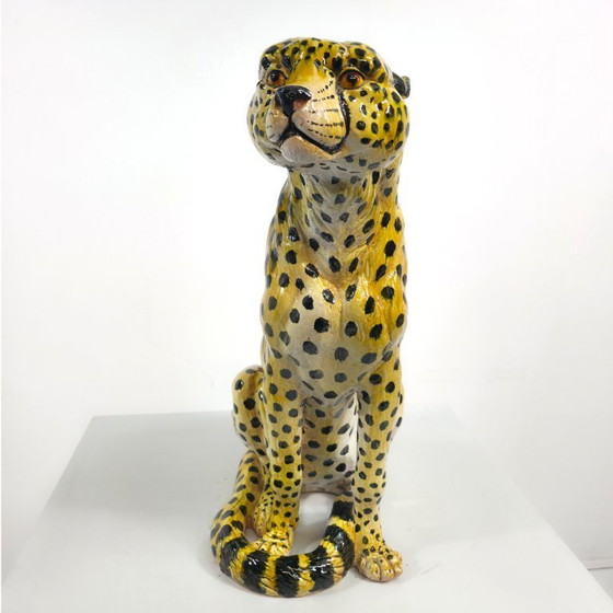 Image 1 of Vintage Terra Cotta Luipaard/Cheetah Beeld italiaans 60s