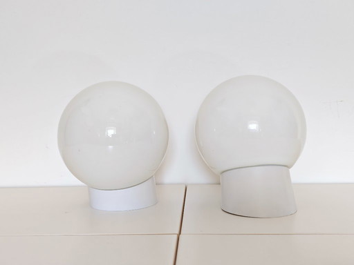 Vintage Wall Lamp / Set of 2 White Opal Globe Sconces/ Ceiling Light / Mid Century / Yugoslavia 1960's / Ceiling Light Cover
