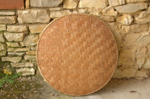 Groot rieten rijstbord, afkomstig uit Cambodja, 66 cm – wanddecoratie, Wicker, Bamboo (photo 2 of 6)