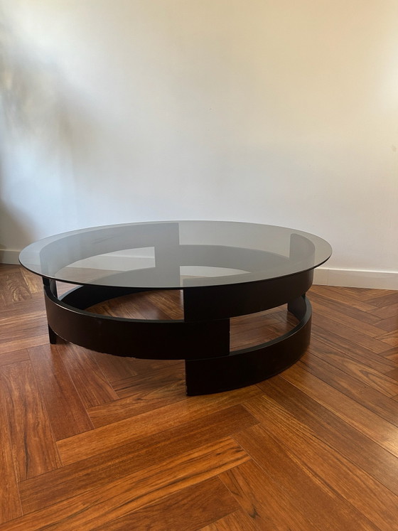 Space age black coffee table with smoked glass – Wood (photo 4 of 9)