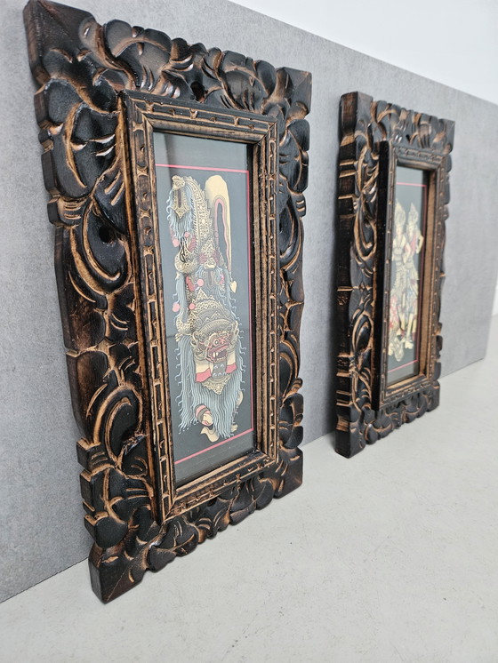 Image 1 of Vintage Balinese print in originele lijsten