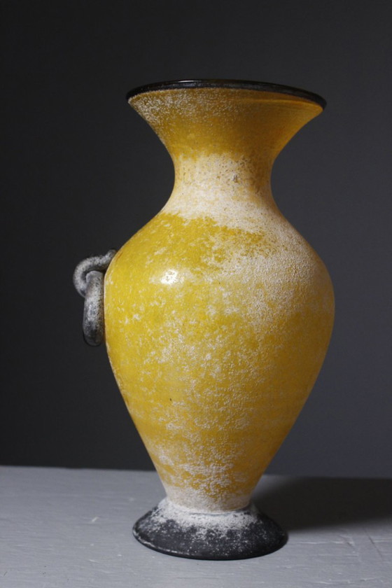 Vintage Murano Glass Blown Glass Vase, Scavo Technique, Italy, 1980s (photo 3 of 10)